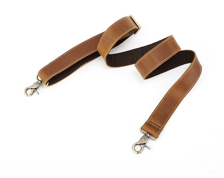 Men's Retro Crossbody Bag Strap - Cowhide Leather, Crazy Horse Finish, Adjustable Length, with Shoulder Pad, European and American Style.