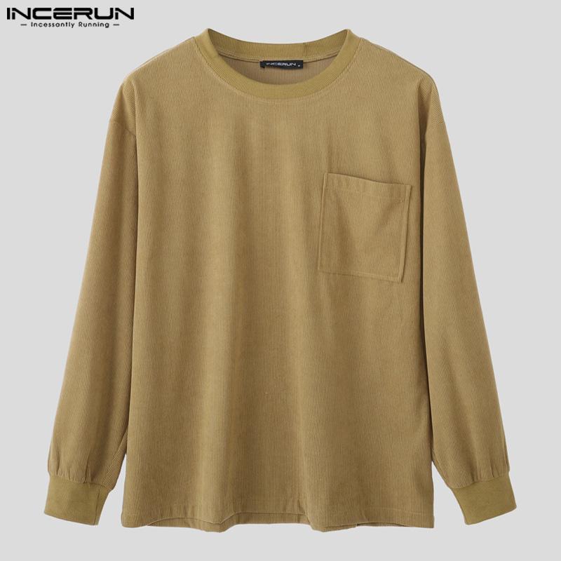 INCERUN Two Pieces Autumn Men Long Sleeve Pullovers Long Pants Casual Corduroy Sets Outfits