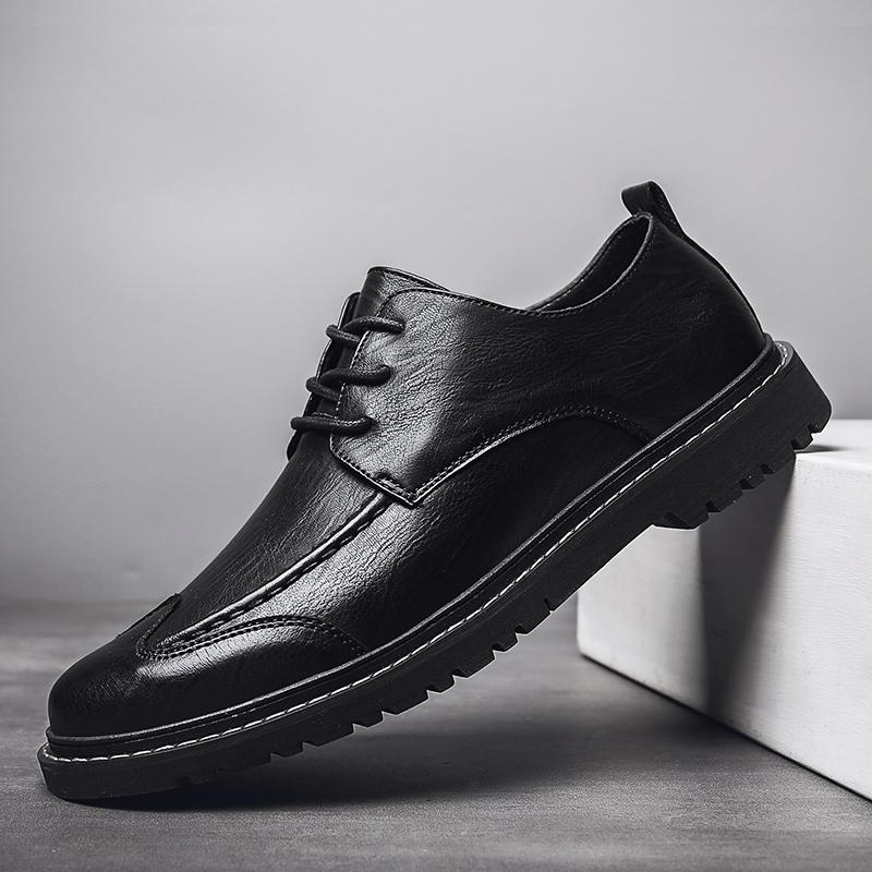

2025 New Fashion Men s Casual Leather Shoes Men s Business Formal Leather Shoes Retro Comfort Casual Men Shoes Zapatillas Hombre 39 чёрный