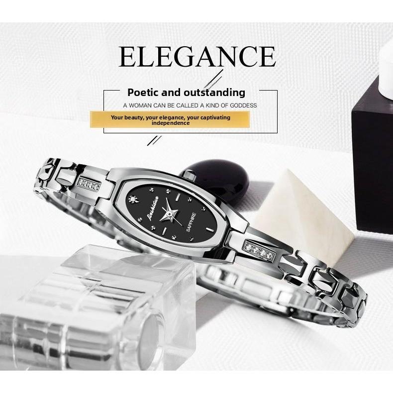 JINSHIDUN Brand Watches, Fashionable Tungsten Steel Thin Quartz Watches, Waterproof Ladies' Watches