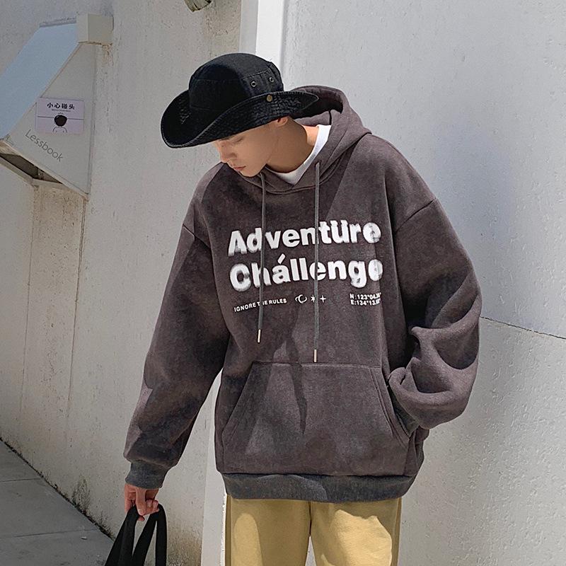 Frühling und Herbst Neu Herren Koreanischer Stil Kapuzenpullover mit Buchstabenaufdruck Langarm Sweatshirt Trendiges Paar Internet-Berühmtheit Gleicher Stil Oberteil