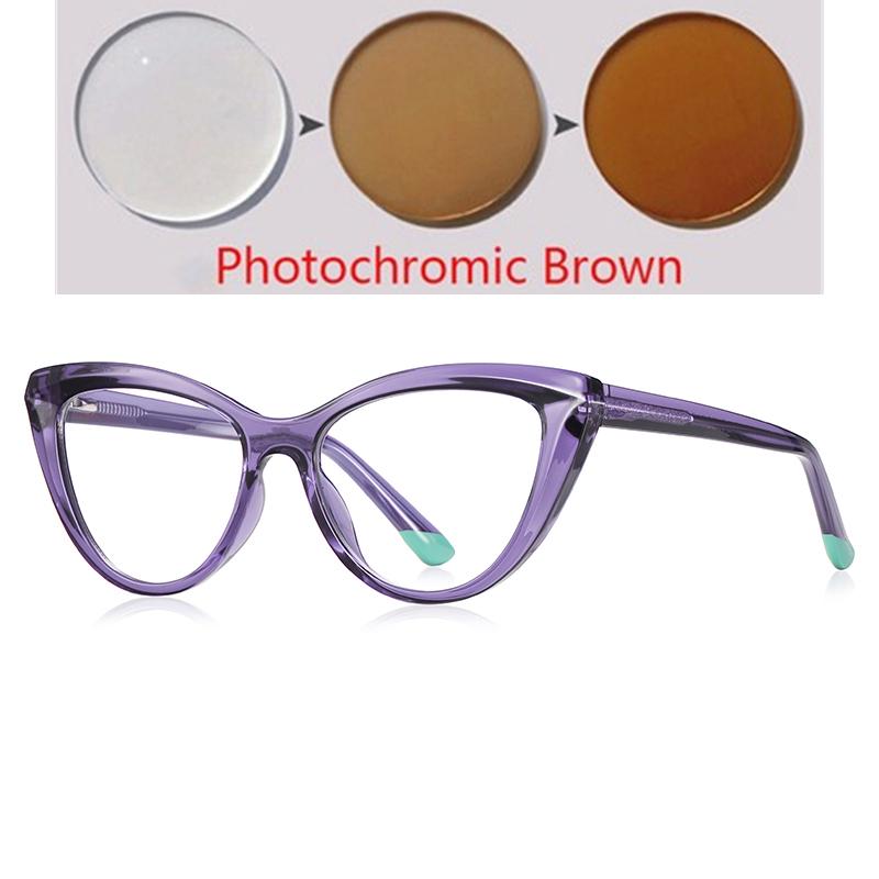 

Прозрачная фиолетовая оправа Кошачий глаз Близорукие очки Для женщин Модные Близорукие Рецептурные Очки 0 -0.5 -0.75 До -6.0 Myopia -2.0