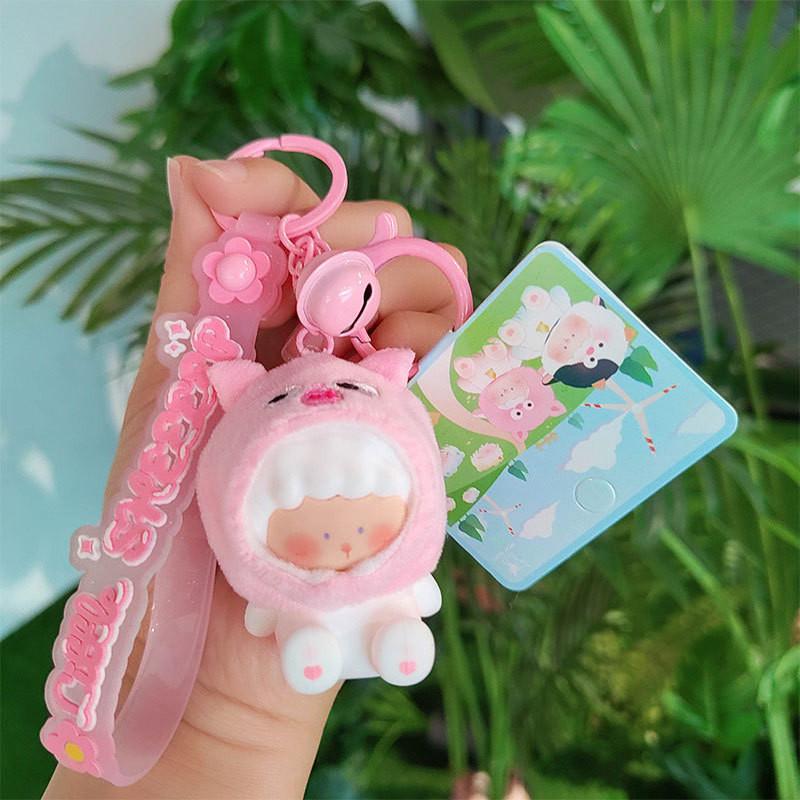 Charming Pvc Yellow Hooded Sheep Keychain Perfect Cartoon Gift And Accessory
