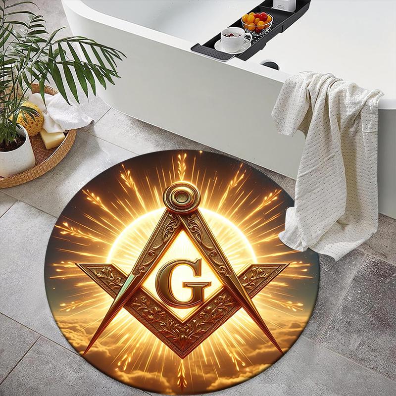 1pc Recognized Freemasonry Round carpet Painted Printed circular carpet, home door mat, outdoor travel protection carpet