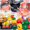Non-Toxic Cooking Toys Pink Kitchen Toy Set Children Toys Cut Fruit Vegetable Pizza Pretend Play Simulation Early Education Toys For Kids