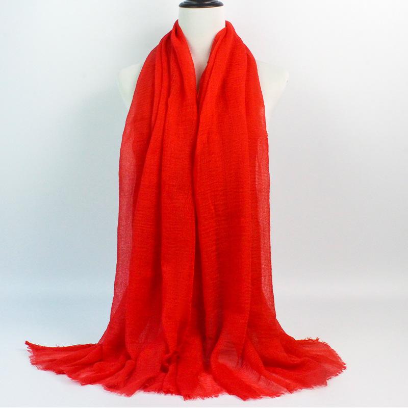 Crinkled Rayon Scarf Shawl: Solid Color, Natural Wrinkle, Fringed, Beach Towel, Bride/Bridesmaid/Party Evening Dress Accessory.