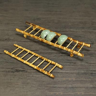Multi-purpose Bamboo Ladder Cup Holder Bamboo Yellow Tea Cup Drainer Rack Get Promotion Blessing Art Craft