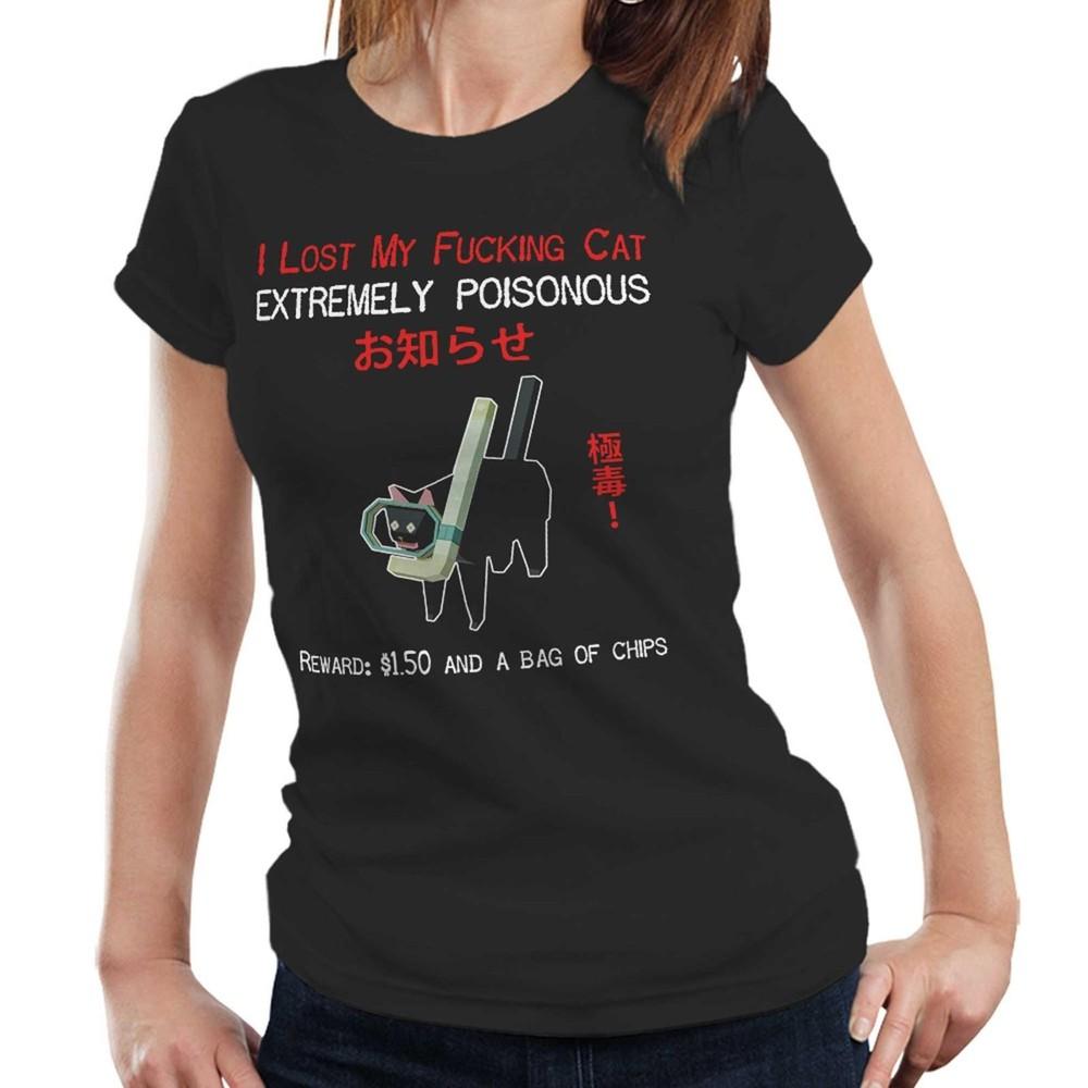 I Lost My Fvcking Cat Tshirt Semi Fitted Ladies Low Poly Funny Meme Cat Lover