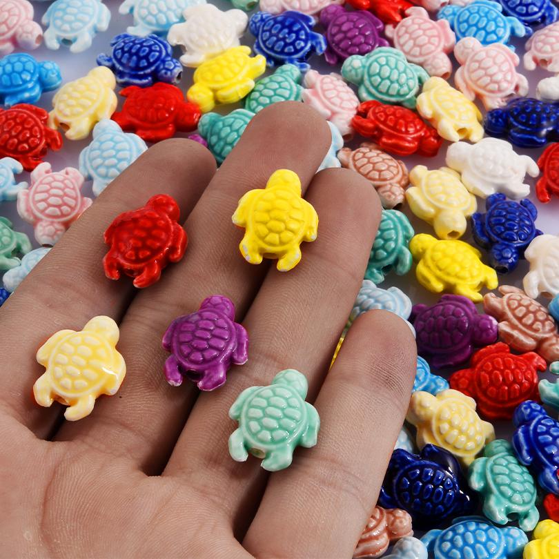 10pcs/Lot Sea Beach Conch Starfish Tropical Fish Bead Charms For Jewelry Making Supplies Ceramics Pendant DIY Bracelets Material