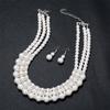 European and American Popular Hot-selling Short Fashion Imitation Pearl Multi-layer Collar Women's Necklace Earrings Two-piece Set Women's