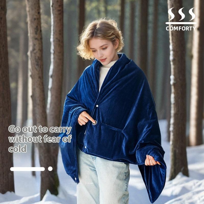 Outdoor Powerbank Heizwolledecke Büro Mittagspause Siesta Samt Warmer Heizschal Elektrische Decke