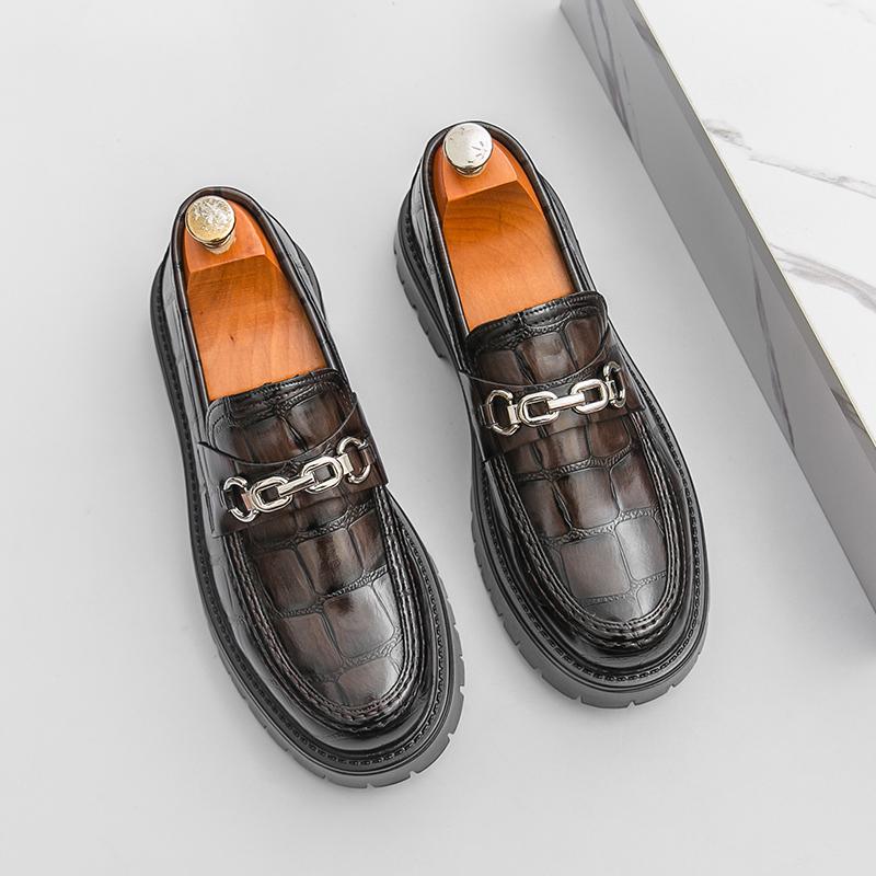 Men Fashionable Loafers Men Thick-soled Wear-resistant Business Brand Leather Shoes Gentleman Social Shoes Size 38-46 Men Shoes