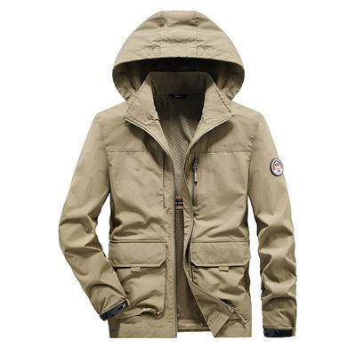 Men's Jacket Spring and Autumn Leisure Joker Outdoor Windproof Hooded Tooling Mountaineering Clothes