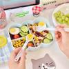 Kawaii Lunch Box With Spoon And Fork For Work School Cute Plastic Picnic Bento Box With Compartment Microwave Food Containers