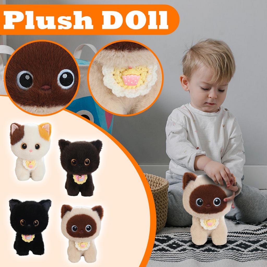 Plush Cat Stuffed Animal Soft Toy Cute Kitty Doll Gift for Birthday Home Decoration Collectible Kids and Adults
