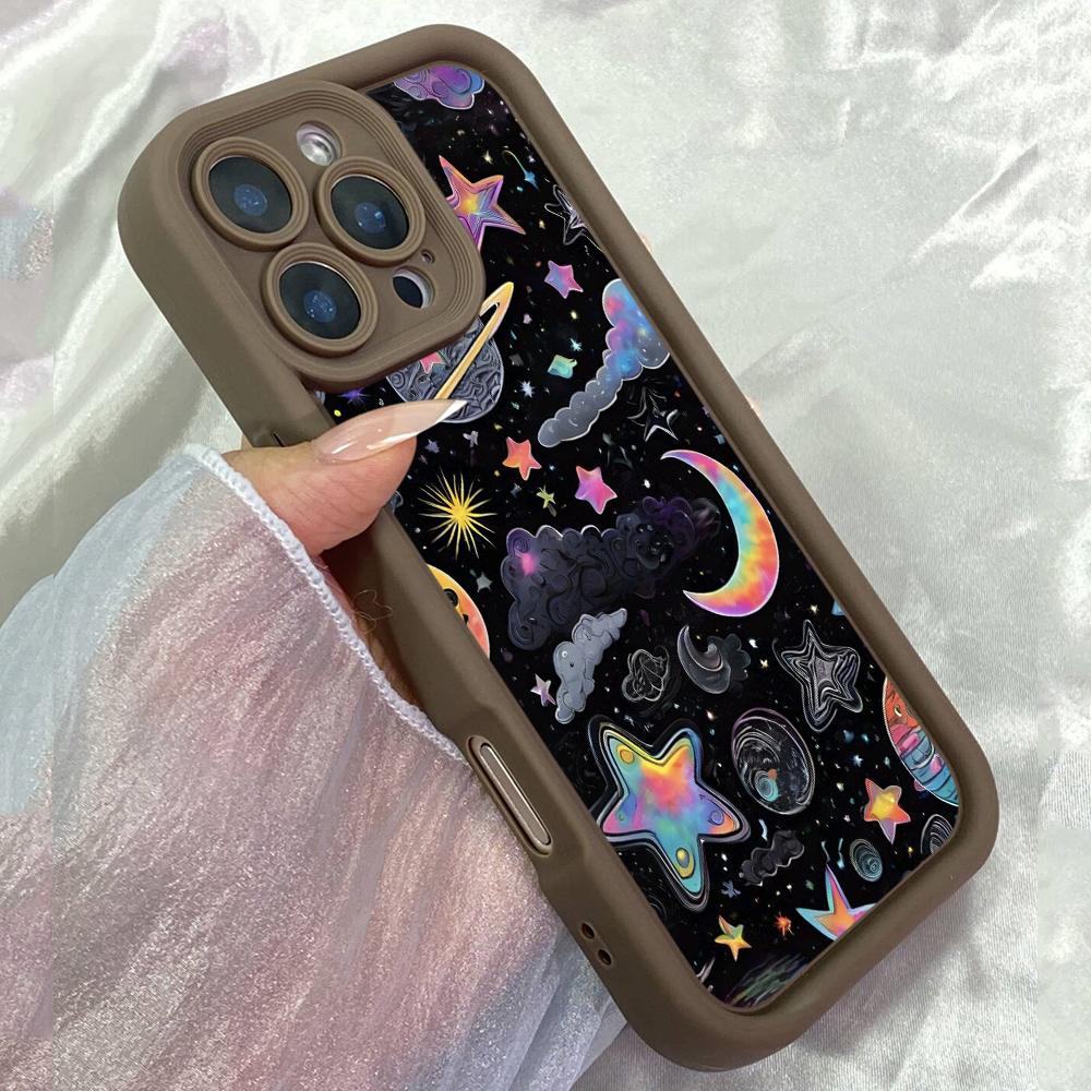 JT178 Colorful Doodle Space for iPhone 17 16 15 14 Pro Max Samsung S26 S25 S24 Ultra A17 A16 A07 A56 A55 A15 Xiaomi 15T Redmi 15c 14C Soft TPU Case