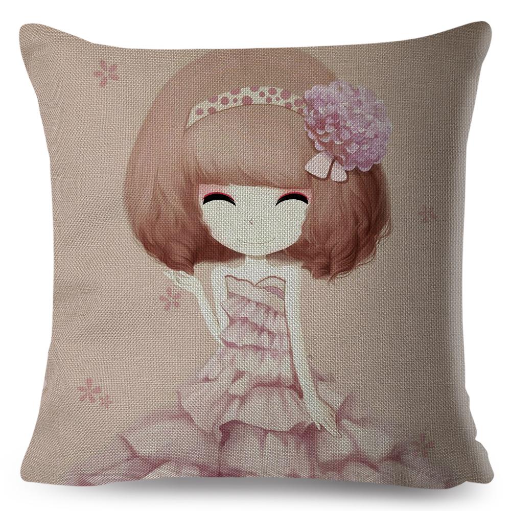 Dreamy Scene Illustrated Cushion Cover Umbrella Flower Soft Background Art Print Soft Square Pillow Modern Home Decor xcm