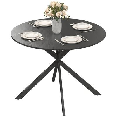 Runder Dining Table For 4 People Industrial Style Kitchen Table With Steel Legs For Dining Room Kitchen Black