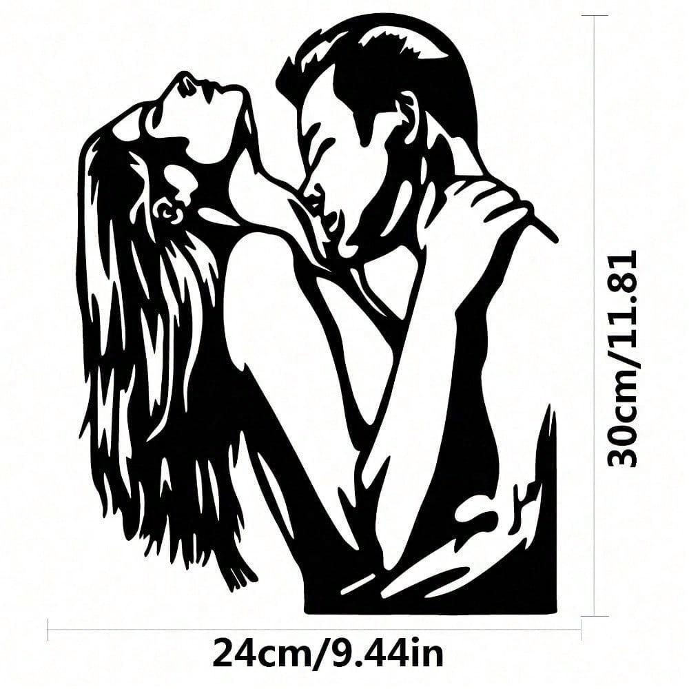 1 romantische Kuss-Silhouette, „Küss mich um Mitternacht“, Metall-Wandkunst zum Küssen, moderne Wohndekoration für Schlafzimmer, Wohnzimmer oder Badezimmer.