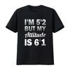 Damen Lustiger Spruch Ich bin 1,57 m, aber meine Einstellung 1,85 m T-Shirt Schwarz 2XL Vintage-Waschung Vielseitig Leicht Lässig Atmungsaktiv