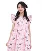 SAZAC Angel My Melody x Kuromi Cotton Dress, 100% Broadcloth, Women's Nightgown/Loungewear (Pink/M-L/SAN1948)