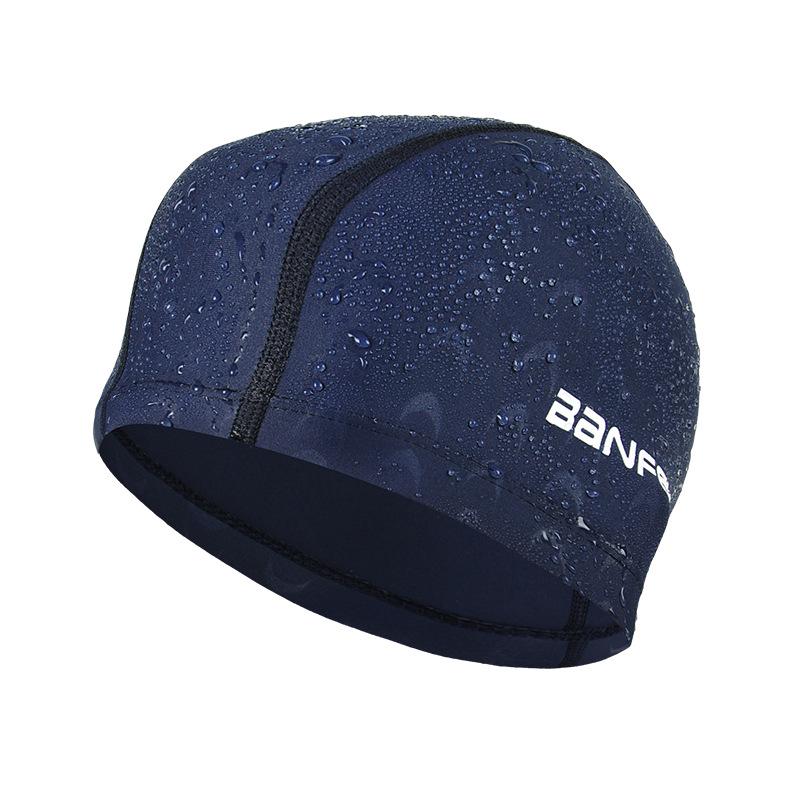 Crescent Pattern Nylon Swim Cap – High Elastic, Comfortable, Water-Repellent Fabric, Matches Swimsuit темно-синий