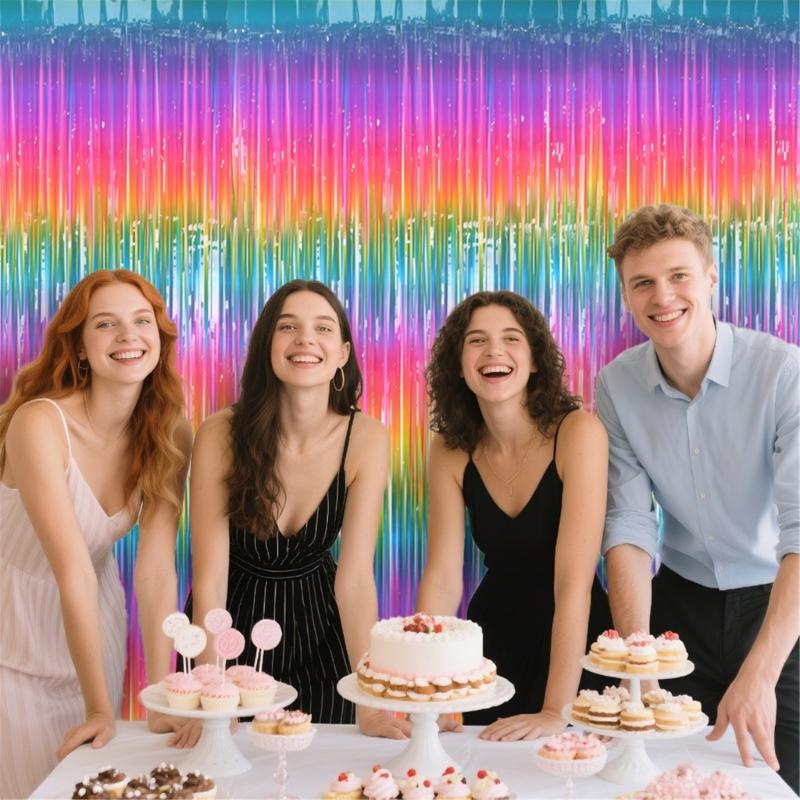 2 Stück PET Quasten Girlanden zur Partydekoration Einfache Aufbauten Sortierte Farbe Lametta Metallischer Vorhang für Heimfeier