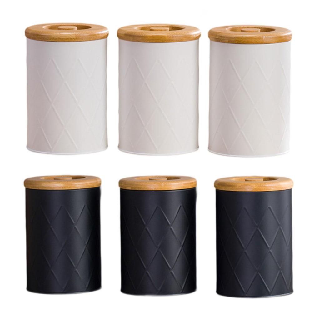 Kitchen Canister Set Tea Coffee Sugar Container Set with Bamboo Lids Food Storage Canisters for Counter for Tea Candy Coffee