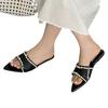 Fashion Women Pointed Toe Slippers Flats Shoes Casual Fashion Dress Shoes Woman Sandals 2025 Summer Trend String Bead Chaussures Femme