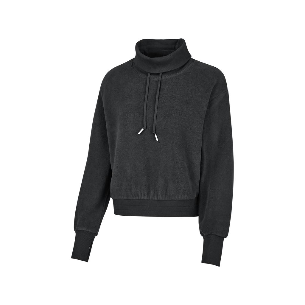 Skechers Comfortable Soft Stand Collar Long Sleeve Sweatshirt Women Tops Black P424W067-0018