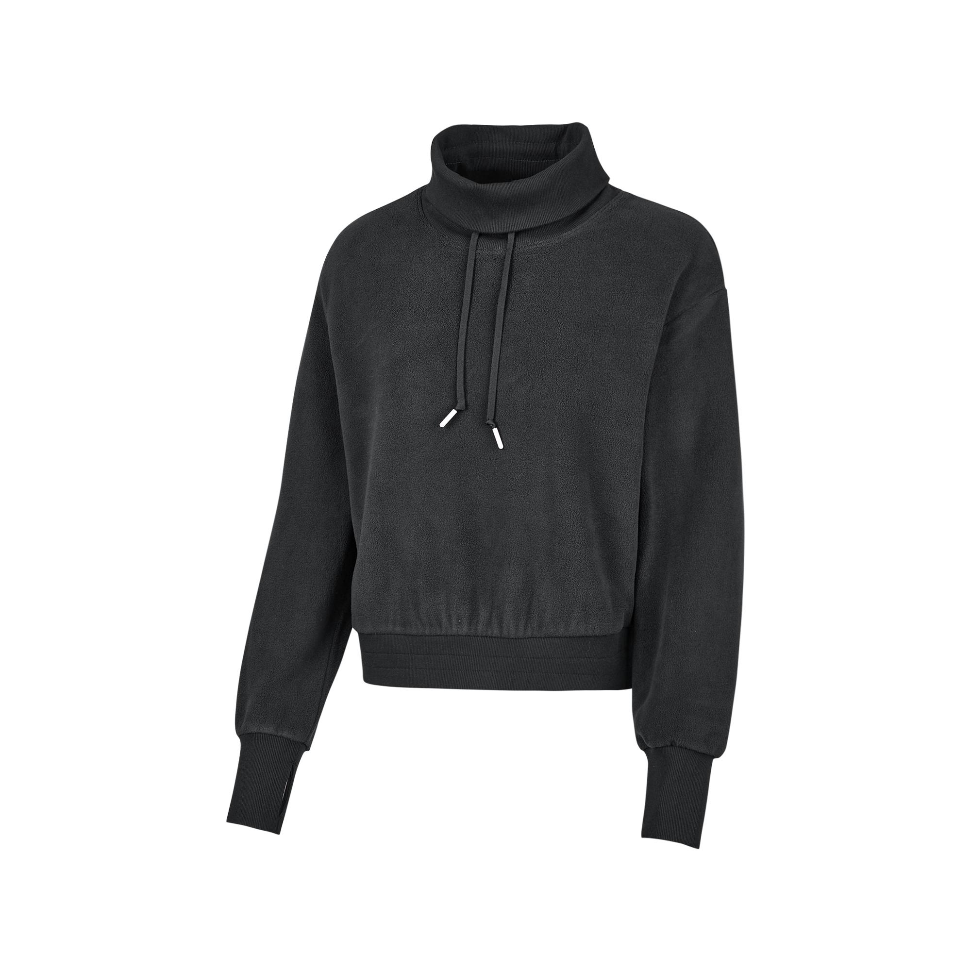 Skechers Comfortable Soft Stand Collar Long Sleeve Sweatshirt Women tops Black P424W067-0018 S