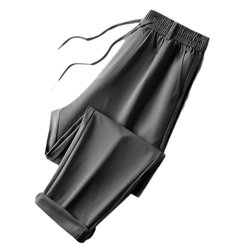 Pánské letní lehké elastické business kalhoty z ledového hedvábí pro všechny věkové kategorie