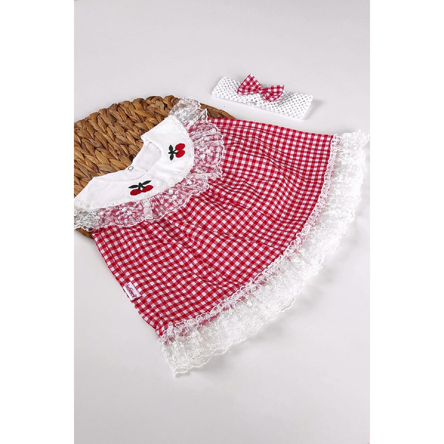 

Красное платье с резинкой для волос Baby Girl Pugical Strawberry