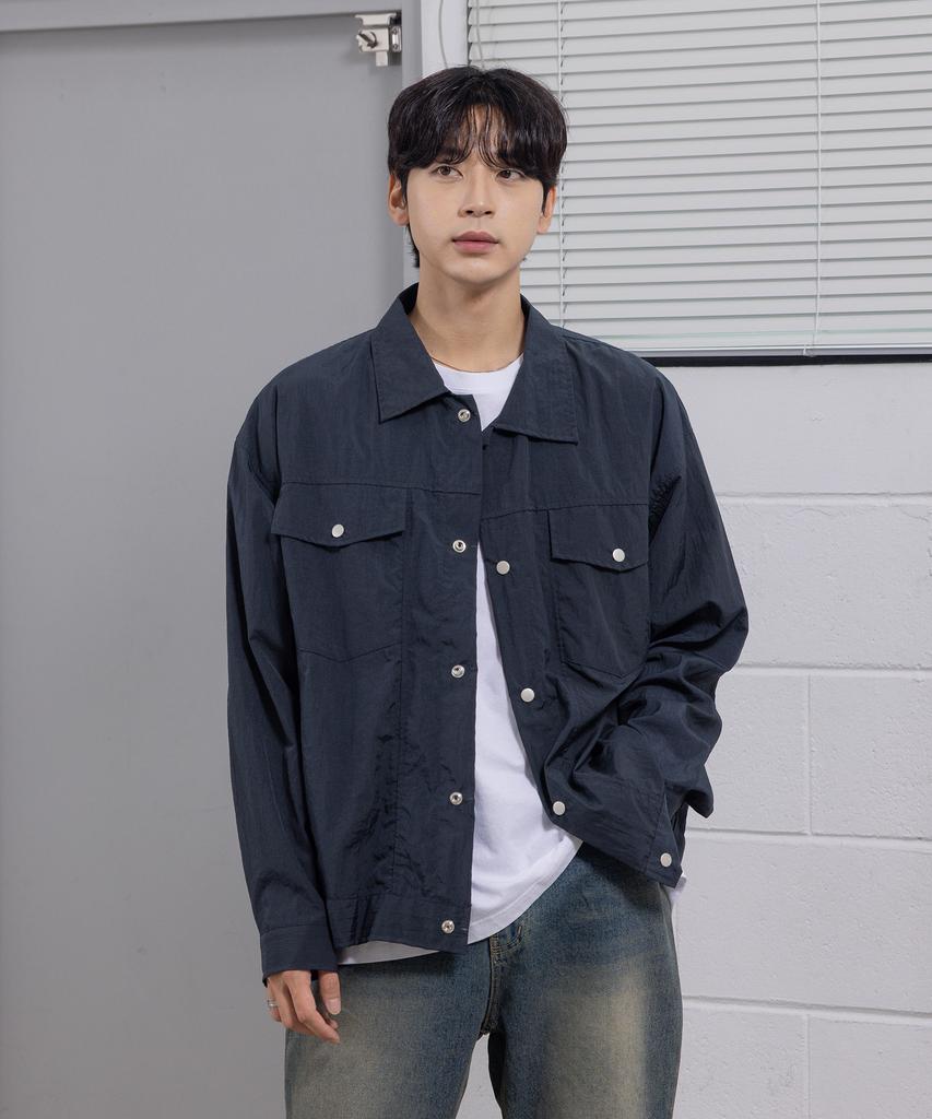 Conceptb Nylon Trucker Jacket Navy