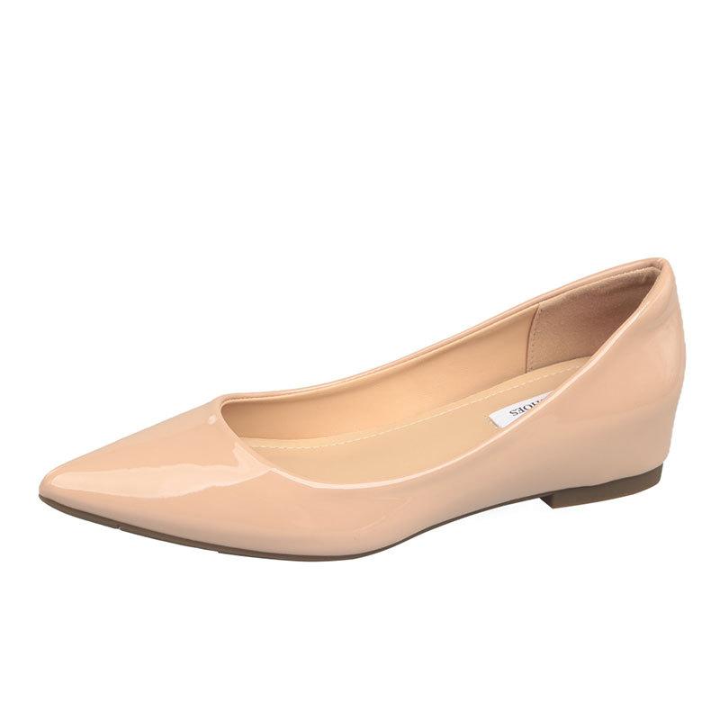 French sexy pointed head inner height increase of 5 cm light mouth women's shoes versatile temperament soft leather nude single shoes commuting fashio
