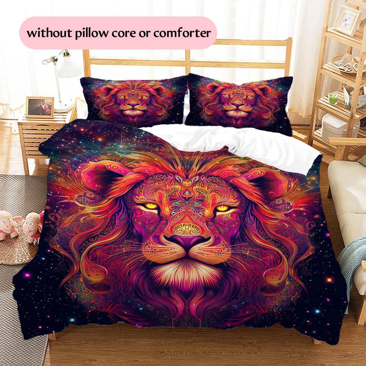

Starry Sky Lion Pattern Bedding Quilt Set Quilt Cover Pillowcase Home Decoration Gift (1 * duvet cover + 2 * pillowcase, without core) 135x200cm