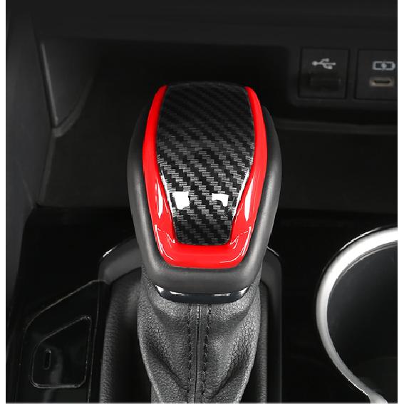 Red&Carbon fiber Gear Shift Knob Cover Trim 1pcs For Toyota -2024 Highlander