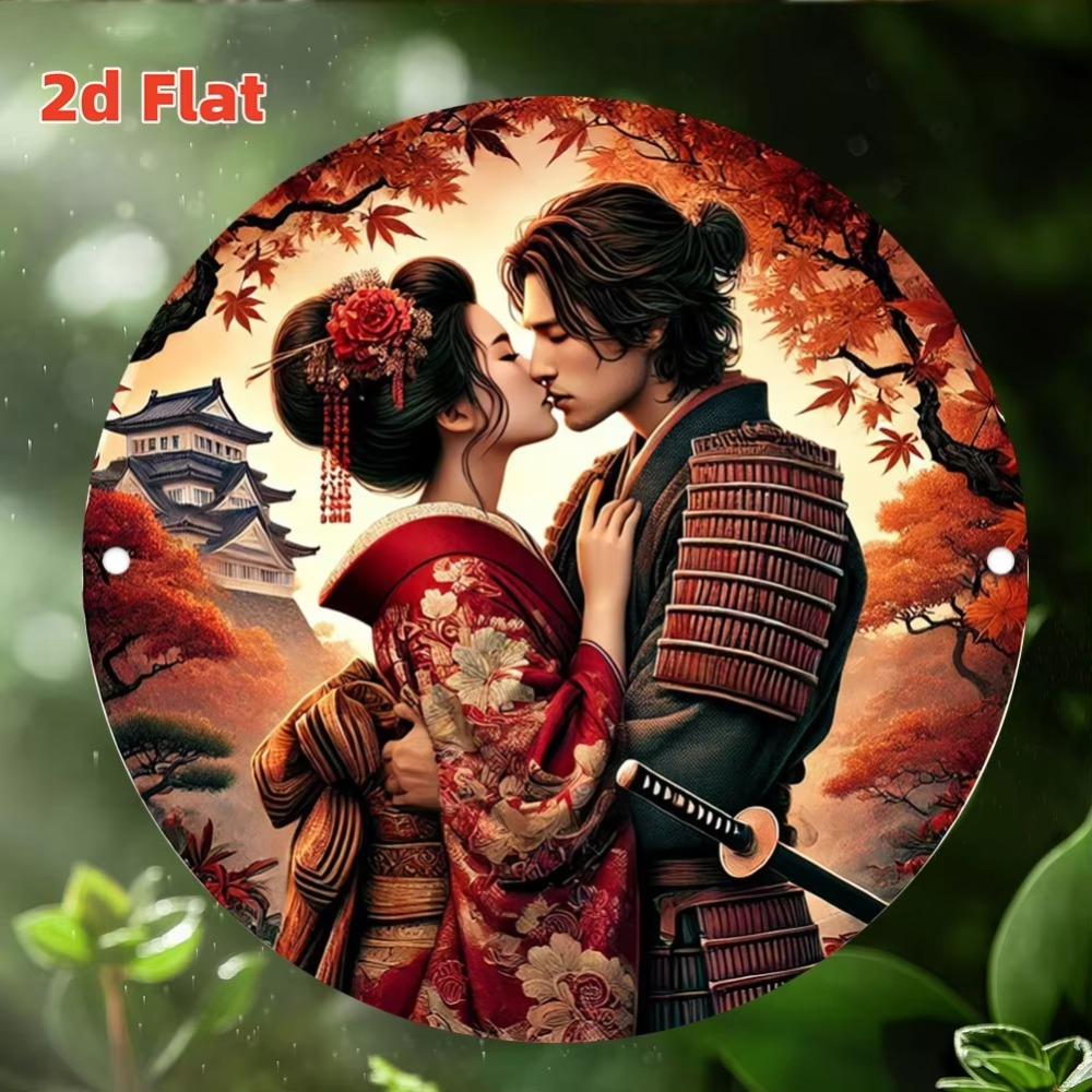 Samurai Kimono Metal Wall Art Waterproof Iron Hanging Decor for Home Garden Porch