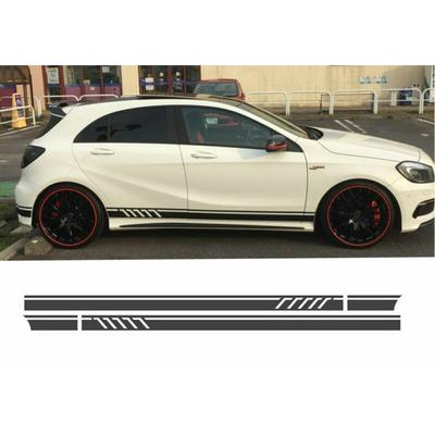 New 2x Car-Styling Side Vinyl Decal Stripes Skirt Graphics Decal Sticker Gloss Black