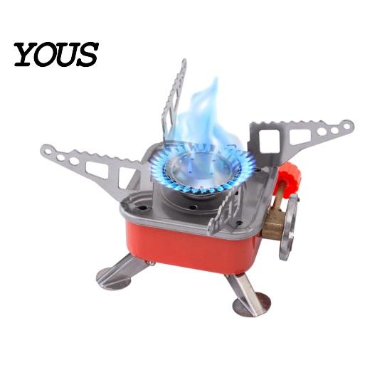 Portable Camping Stove Outdoor Stove, 2800W Adjustable Foldable Square Camp Compact Survival Cooking Equipment Gas Burner for Backpacking Hiking