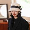 Wool Felt Hat Women's Autumn and Winter British Retro Fashion Versatile Flower Warm Top Hat