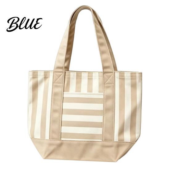 Sac fourre-tout élégant en toile rayée Réutilisable pour les courses Grande capacité Poche avant Sac à bandoulière pour le shopping Pique-nique Trajets Quotidien