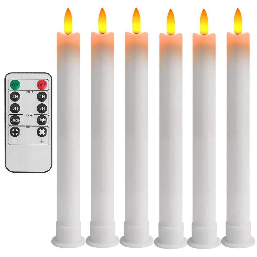 LED Flameless Taper Candles 6.5/11" Battery Operated Fake Flickering Candlesticks Electric Long Candles for Wedding Home Decor