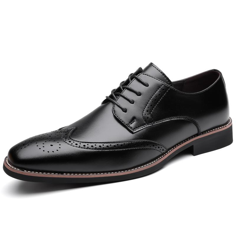 Business men's leather shoes Retro fashion style Leisure Outdoor Party  Black brown wedding Dress groom's shoes Plus Size 38-48