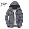 Warm Jacket Winter Sleeve Zipper Match Solid Padded All Men Parkas Color Long Hood Coat