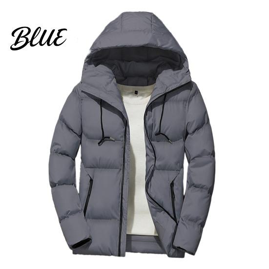 Warm Jacket Winter Sleeve Zipper Match Solid Padded All Men Parkas Color Long Hood Coat