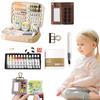 Drawing Kit Solid Watercolor Set with Watercolor Paint Brushes Walnut Wood Painting Tool with Sketch Book for Drawing Painting