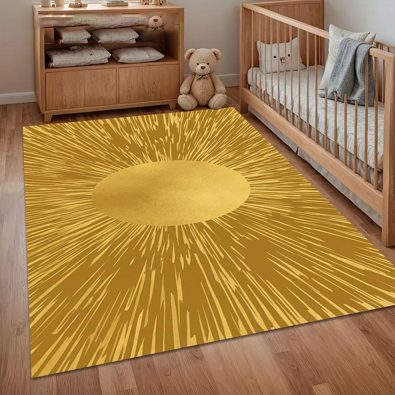 Modern Gold Sunburst Medallion Persian Area