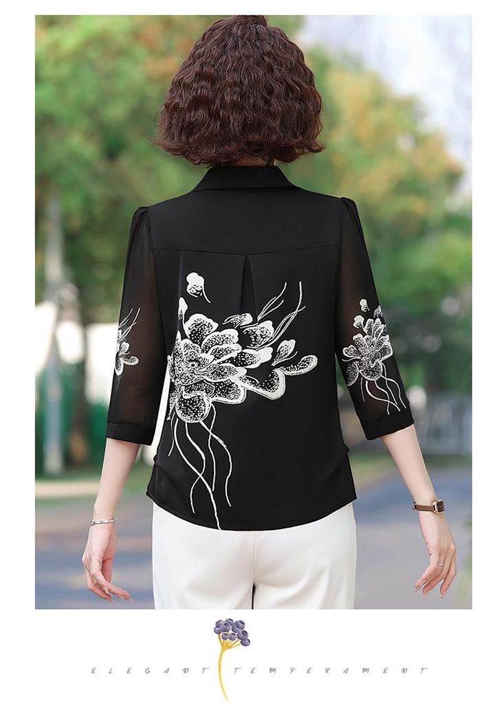 2026 European Style Women's Ink Painting Short Sleeve Shirt