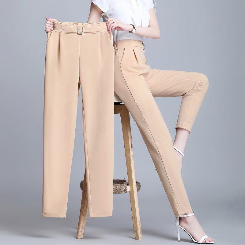 Women's Ice Silk High Waist Skinny Harem Pants - Slimming, Versatile, Trendy Suit Trousers